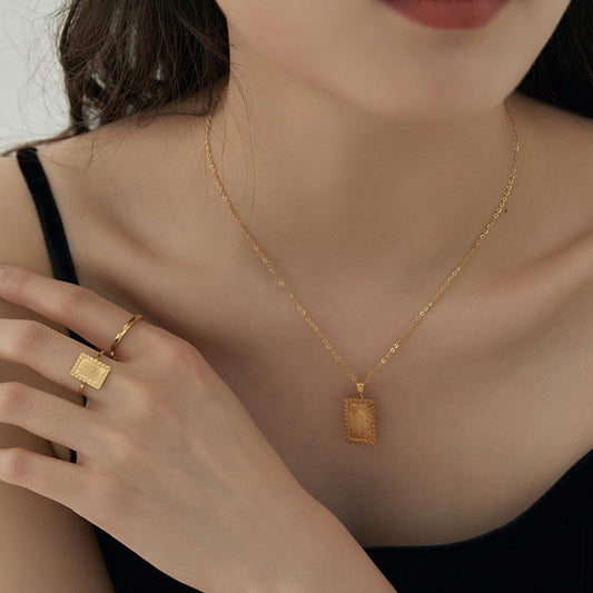 316 チタンスチールメッキ幾何シンボルリングセット