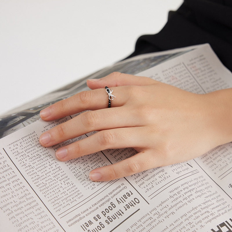 S925 銀リボンモチーフフレンチリングセット