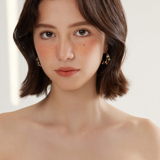 S925 銀ダブルホップイヤリング(金)