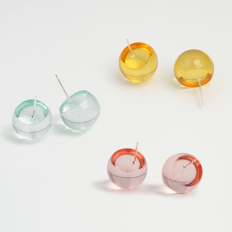 カラーレジンビーズ銀ピアス