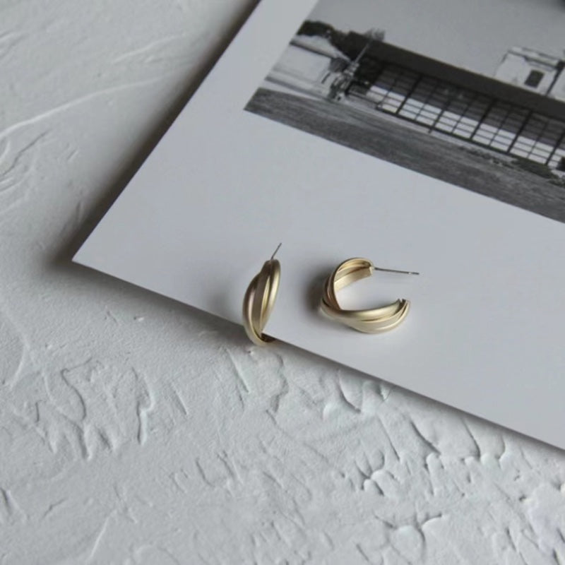 クロスリングマットゴールド銀ピンピアス