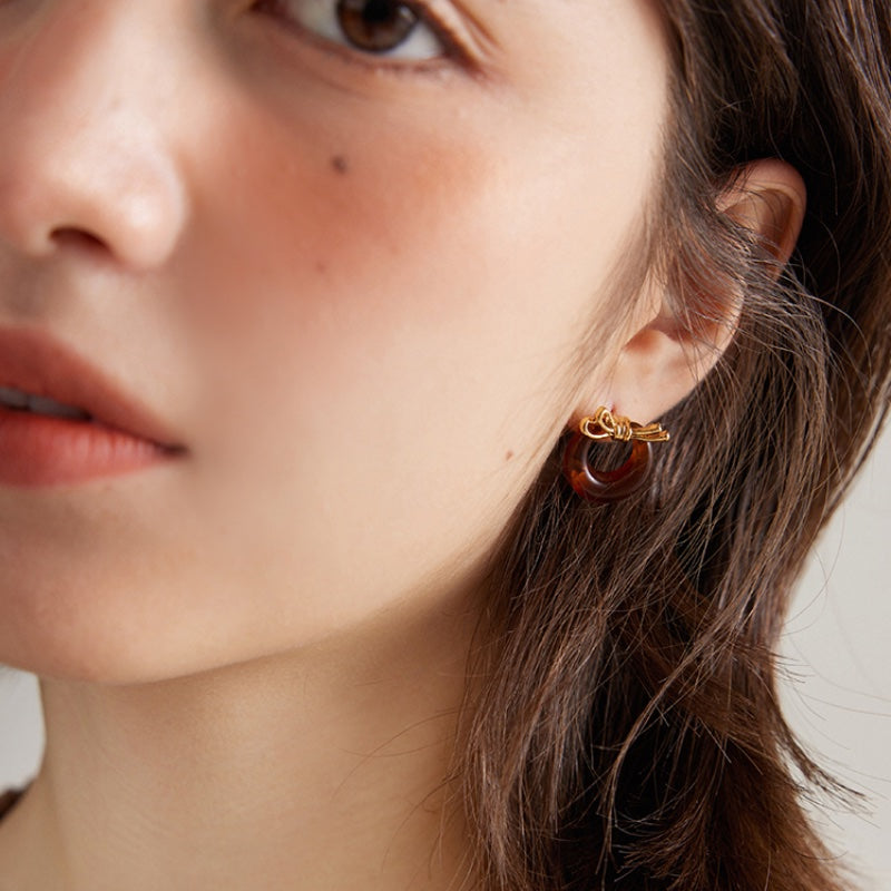 風食雅丹アンバー蝶ピアス