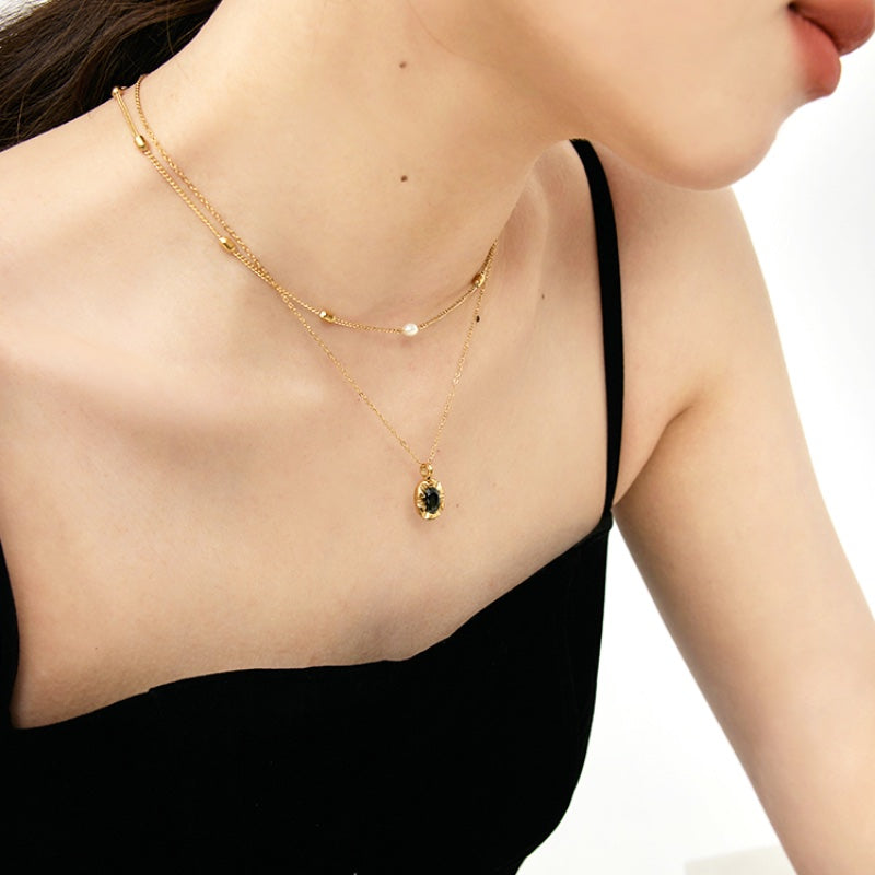 ミッドナイトティー真珠チタンネック