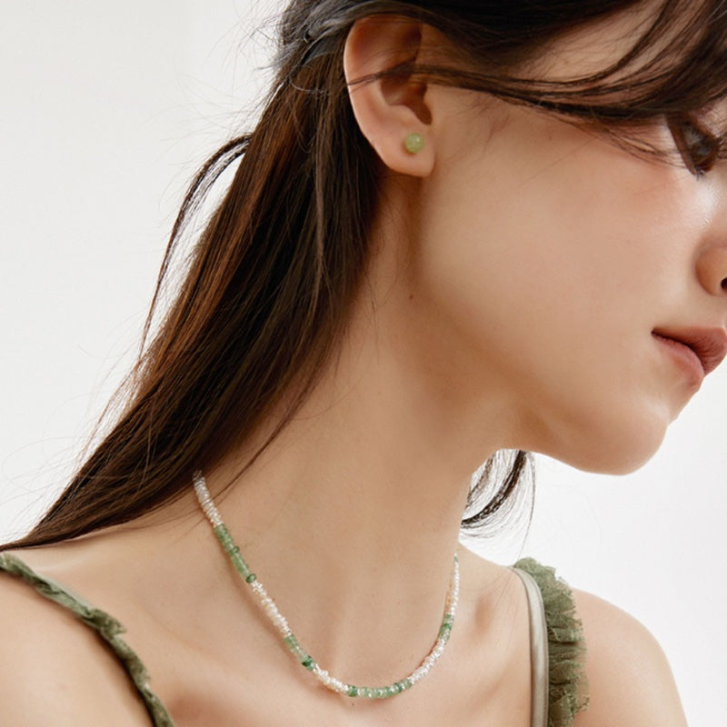 東陵石天然真珠ネックレス