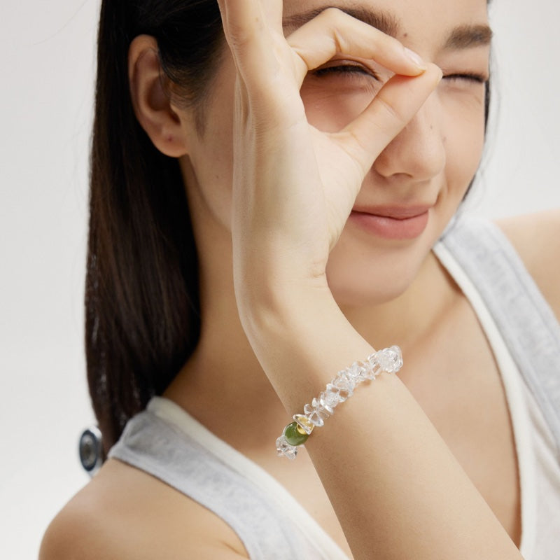 白水晶和田玉ストレッチブレス