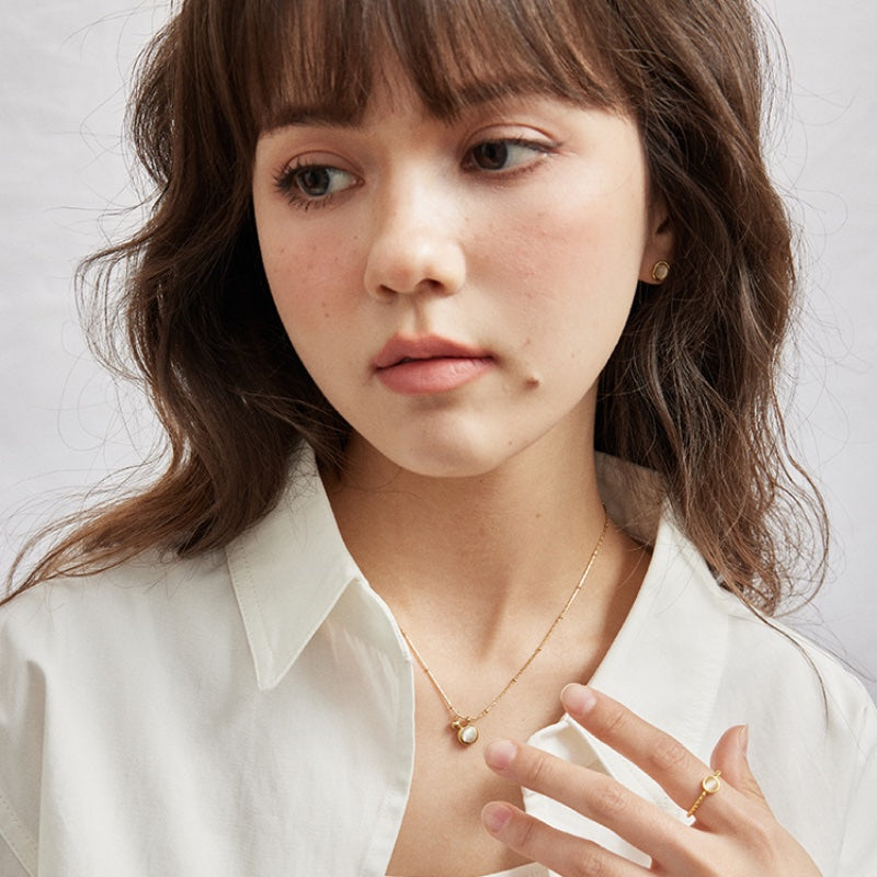 猫目石チタンスチール 18K 金メッキネック