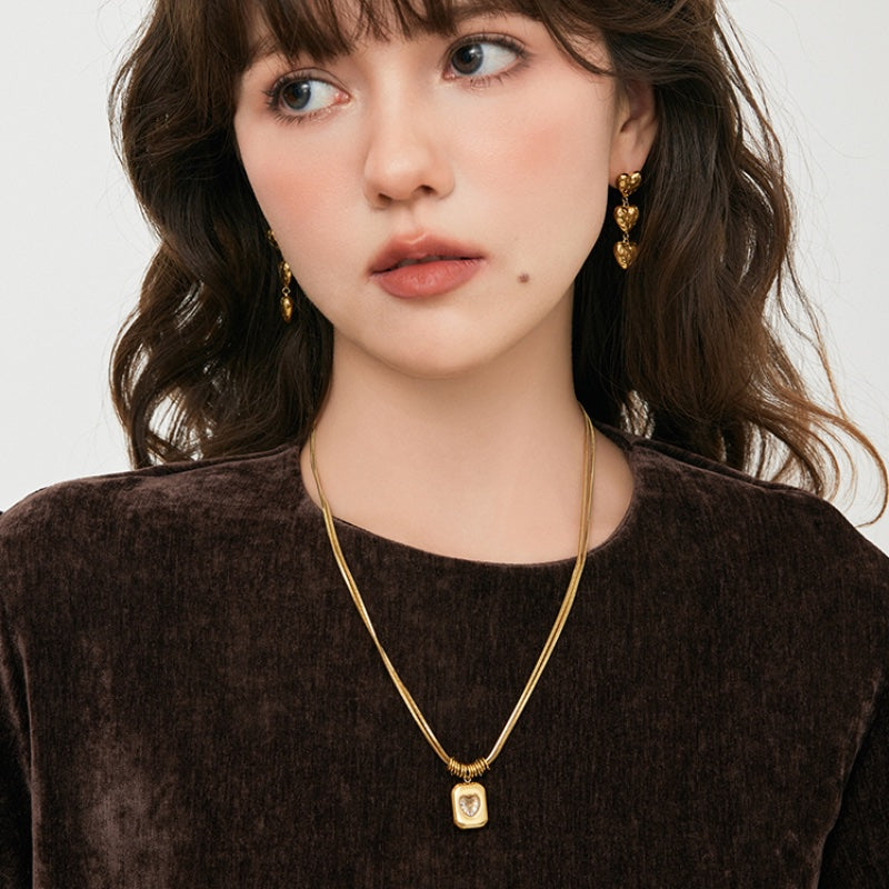 タイドハート スネークチェーン 18K メッキネックレス