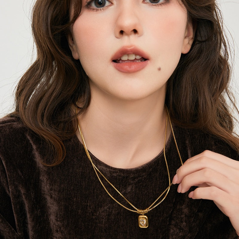 タイドハート スネークチェーン 18K メッキネックレス