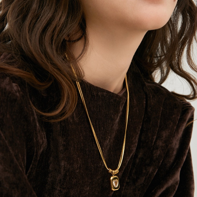 タイドハート スネークチェーン 18K メッキネックレス