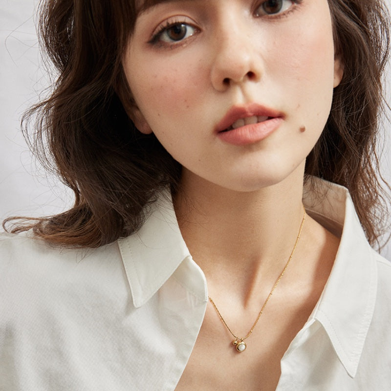 猫目石チタンスチール 18K 金メッキネック