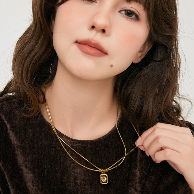 タイドハート スネークチェーン 18K メッキネックレス