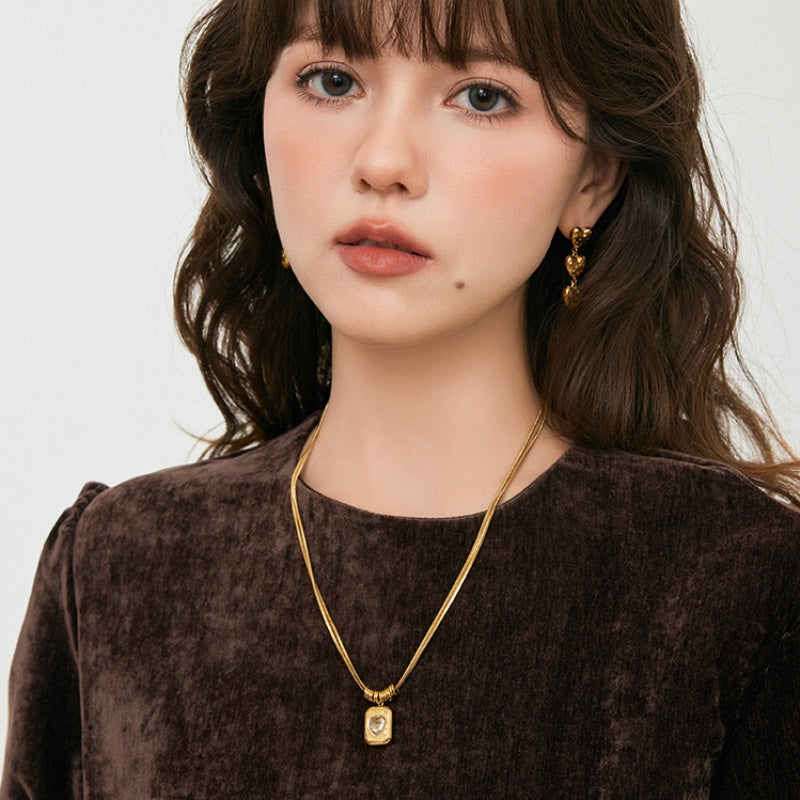 タイドハート スネークチェーン 18K メッキネックレス