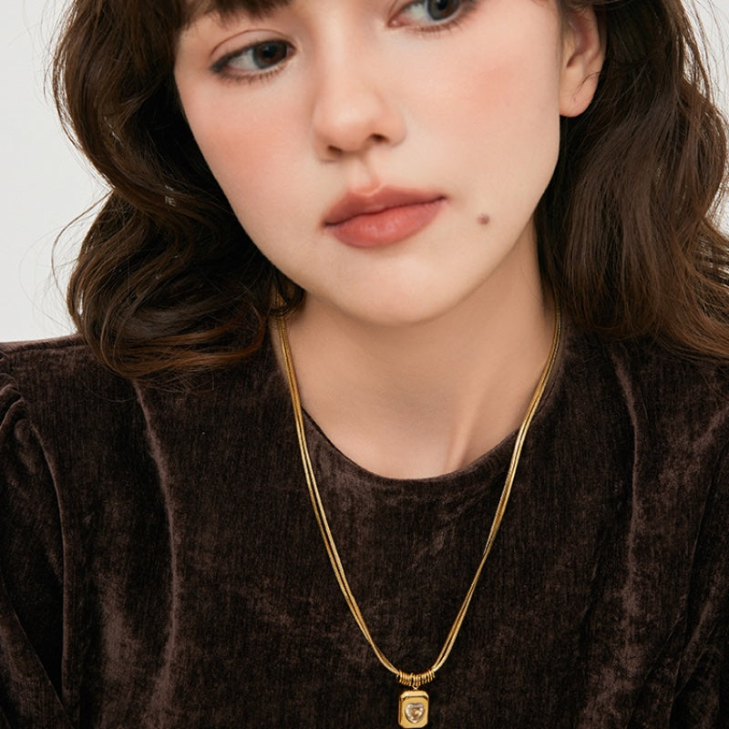 タイドハート スネークチェーン 18K メッキネックレス