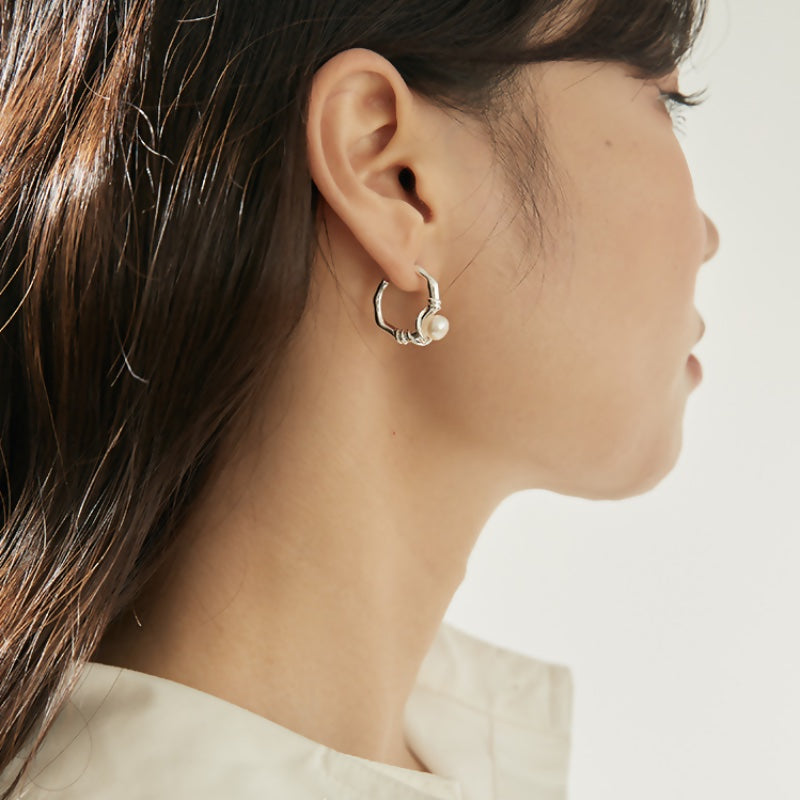 黄銅 925 銀針マットイヤリング