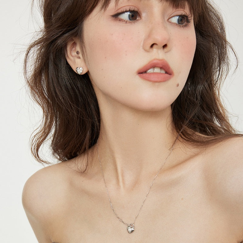 ハート ABS 真珠風 S925 銀イヤリング