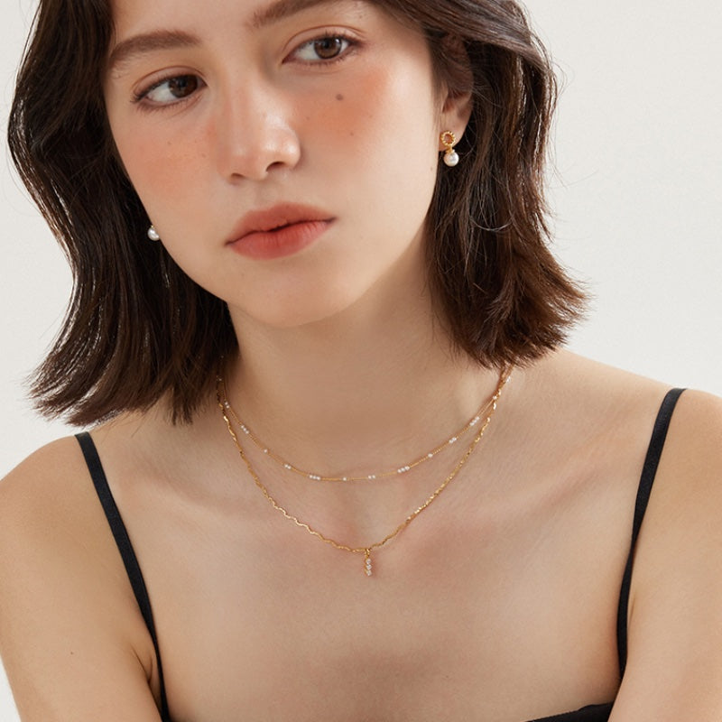 藤と蔓リング模造真珠 S925 銀ピアス