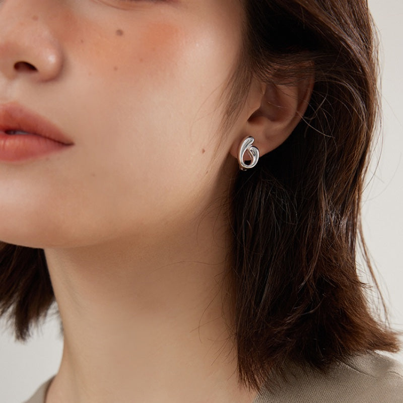 幾何曲線銅 S925 銀針イヤリング