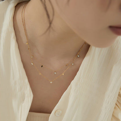 316 チタン 18K メッキ多層幾何ネック