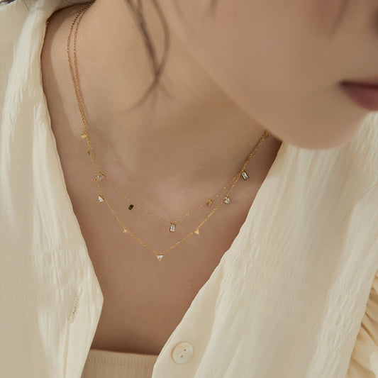316 チタン 18K メッキ多層幾何ネック