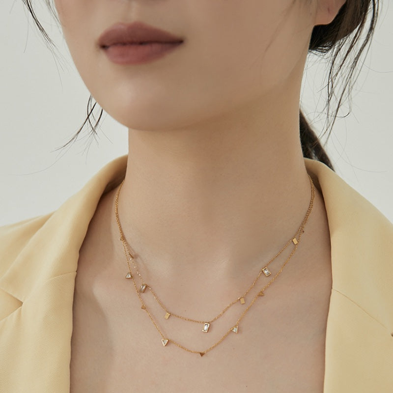 316 チタン 18K メッキ多層幾何ネック
