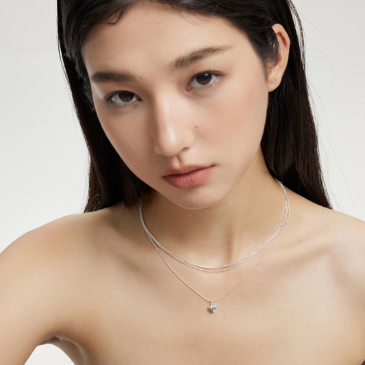 S925 銀ミニハートベーシックネックレス