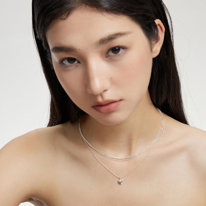 S925 銀ミニハートベーシックネックレス