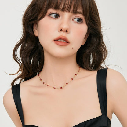ブルゴーニュレッドビーズネック