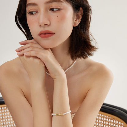 フレンチバロックパール銅ブレスレット
