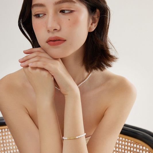 フレンチバロックパール銅ブレスレット