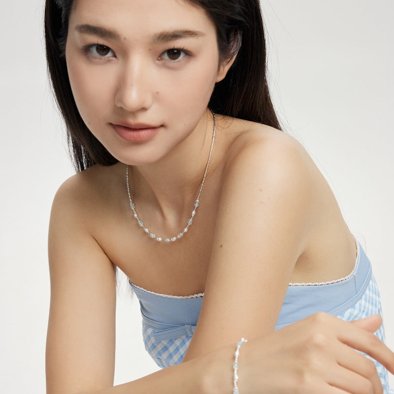 ブルー天然石合金ブレスレット