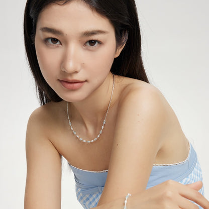ブルー天然石合金ネックレス