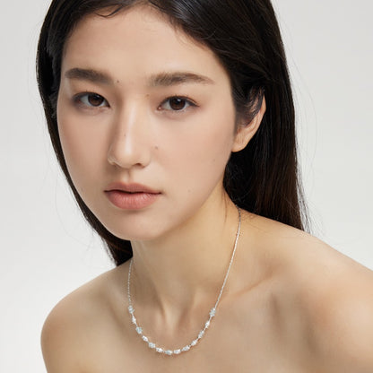 ブルー天然石合金ネックレス