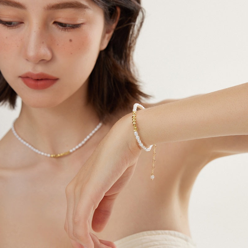 フレンチバロックパール銅ブレスレット
