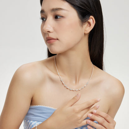 ブルー天然石合金ネックレス