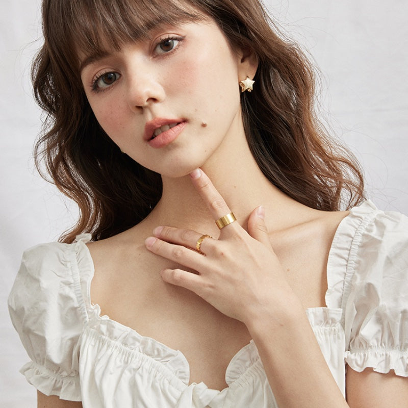 スターダブルサイド 14K 金メッキイヤリング