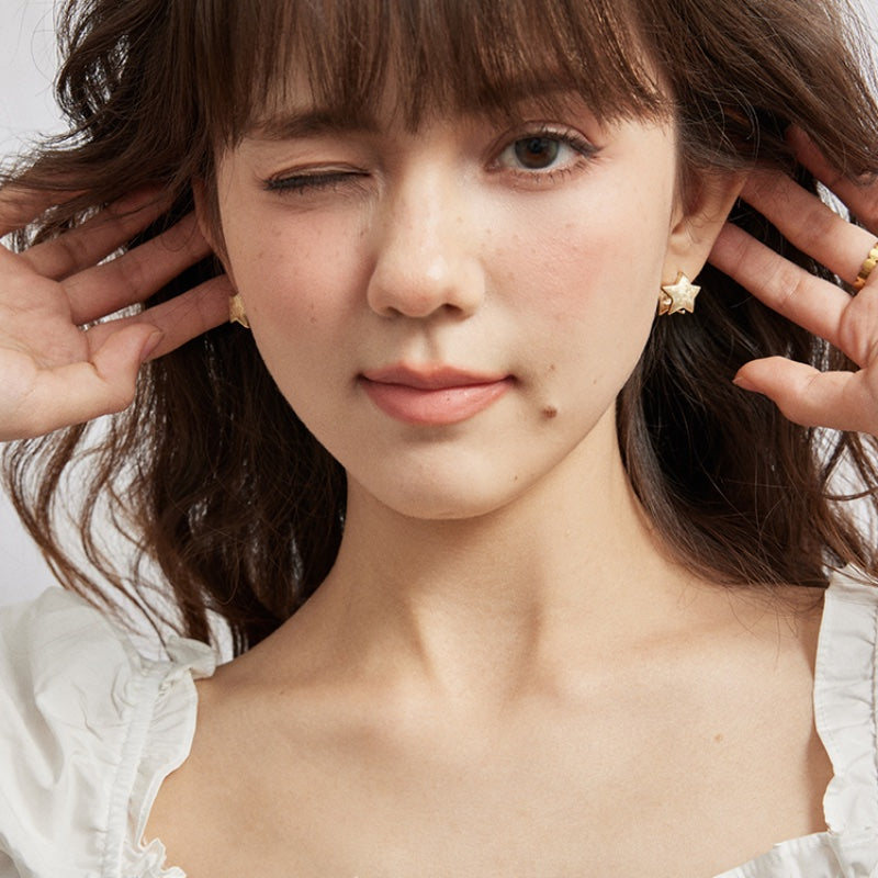 スターダブルサイド 14K 金メッキイヤリング