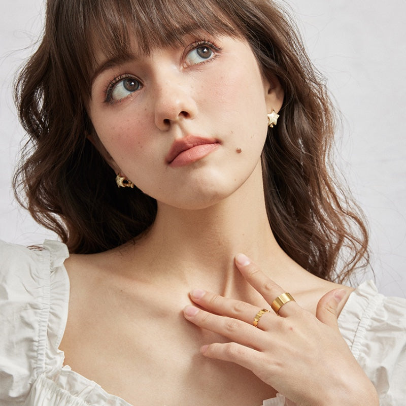 スターダブルサイド 14K 金メッキイヤリング