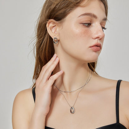 楕円チタンスチール 18K 金メッキイヤリング