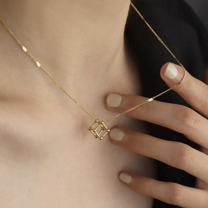 立体幾何 18K 金メッキ銅ネック