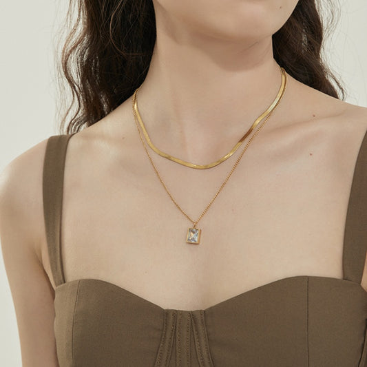 パリ画報ダブルチェーン 18K メッキネック