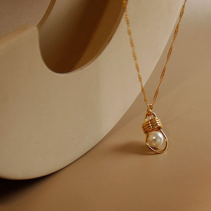 ライトバルブ真珠 18K 金メッキ銅ネック