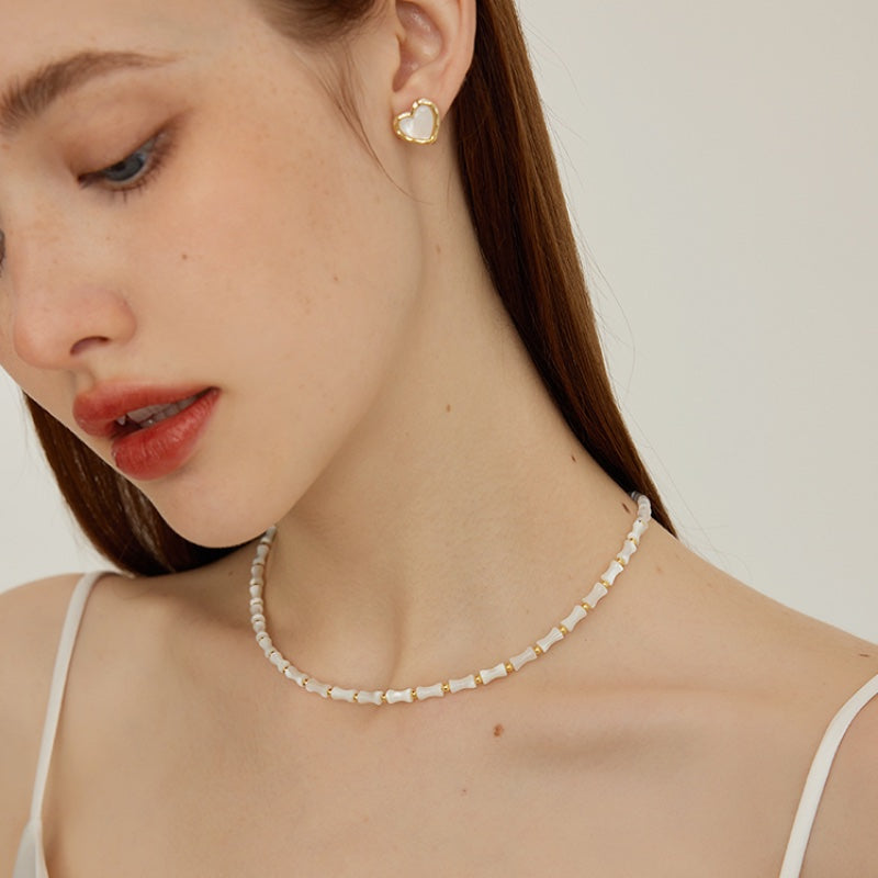ハート 18K 金メッキ銅銀針イヤリング