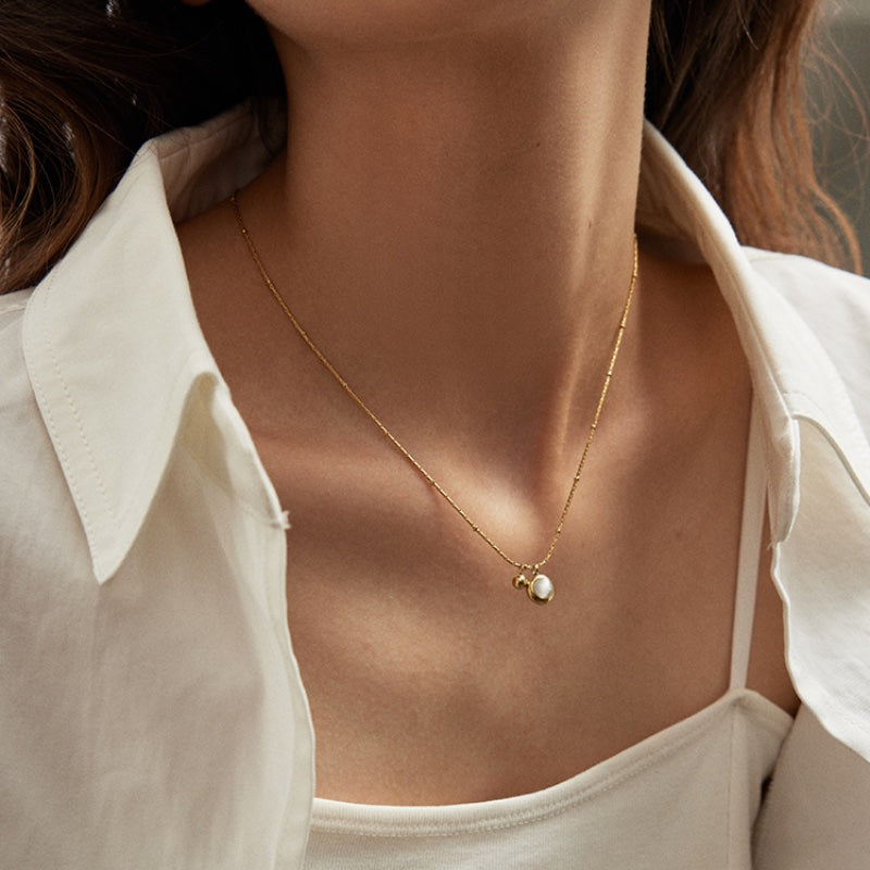 猫目石チタンスチール 18K 金メッキネック