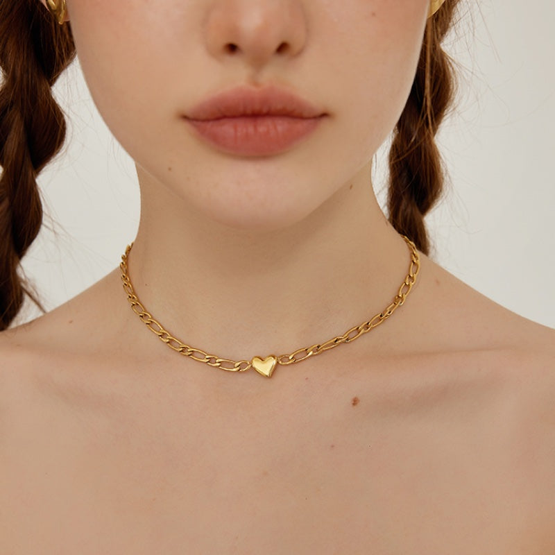 ハートチョーカー 18K メッキチタンネックレス