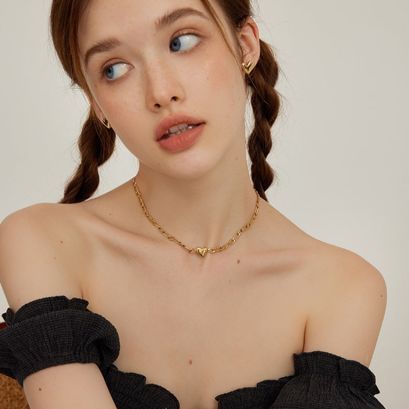 ハートチョーカー 18K メッキチタンネックレス