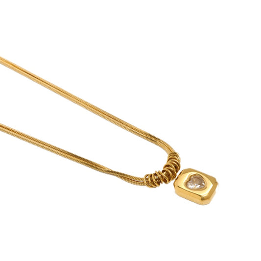 タイドハート スネークチェーン 18K メッキネックレス