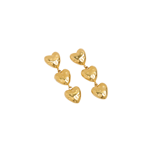 潮汐ハートテクスチャ 18K メッキチタンピアス