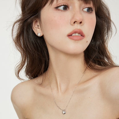 ハート ABS 真珠風 S925 銀イヤリング