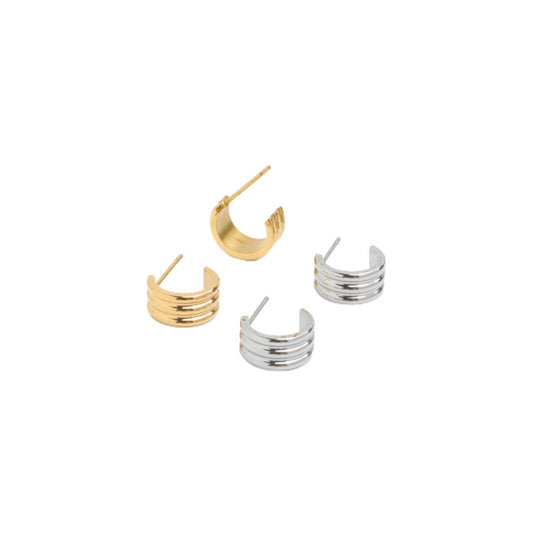 環の C 字 2 色 18K メッキチタンピアス