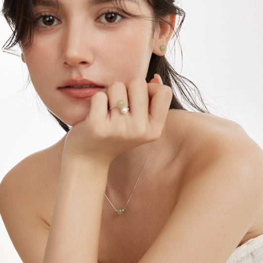和田玉 S925 銀ピアス